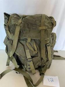 lot 12 image: Vietnam Era Military Issue Green Backpack