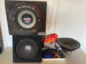 lot 32 image: Lot of Car SpeakersSubwoofers, Subwoofer Boxes and installation Cables