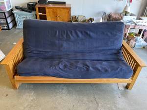 lot 6 image: Futon-Wood base with Mattress & Removable Washable Cover