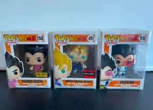 lot 49 image: Lot of Dragonball Z Funko Pop Figures- Vegeta, Badman Vegeta,& Super Saiyan Vegito