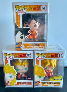 lot 69 image: Lot of 3 Dragonball Z Funko Pop Figures Goku, Super Saiyan 2 Goku, Super Saiyan Goku