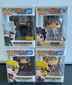 lot 72 image: Lot of 4 Naruto Shippuden Funko Pop Figures - NaruSasuke, Katop, & Kashi