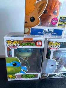 lot 76 image: Lot of 3 Funko Pops Figures-Pokemon TMNT and Destiny
