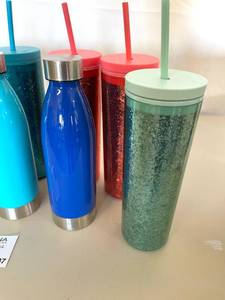 lot 177 image: Lot of 11 New Beverage Tumblers with Reusable Straws