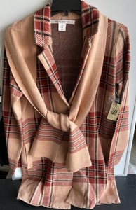 lot 158 image: Max Studio Plaid Duster Sweater with Matching Scarf wTags
