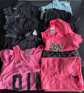 lot 159 image: Lot of Victorias Secret Pink Womens Tops and Shorts Size M & L 