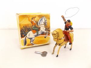 lot 14 image: 1940s GNK US ZONE Germany Windup Cowboy on Horse wBox and Key