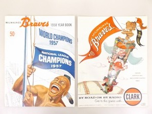 lot 25 image: 2 Milwaukee Braves 1958 Year Book and Program