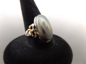 lot 69 image: .925 Sterling Silver 10k G.F. Moss Agate Ring Size 6.5