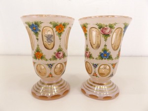 lot 78 image: 2 Vintage New Old Stock Czechoslovakian Bohemian Glass Goblets