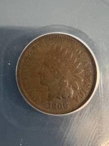 lot 12 image: 1866 US INDIAN HEAD CENT ANACS G4