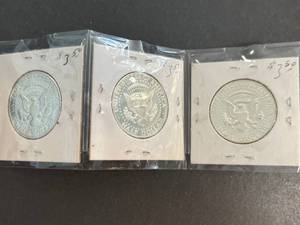 lot 13 image: 3 US PROOF KENNEDY HALF DOLLARS 1965 1968-S 1969-S