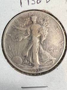 lot 15 image: 1938-D US WALKING LIBERTY HALF DOLLAR