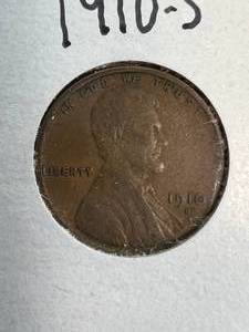 lot 20 image: 1910-S US WHEAT CENT VF