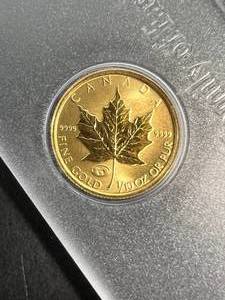lot 33 image: 110TH OZ .9999 FINE GOLD MAPLE LEAF IN CASE