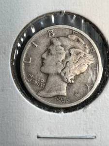 lot 39 image: 1938-D US MERCURY DIME
