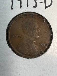 lot 44 image: 1913-D US WHEAT CENT VG