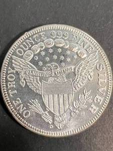 lot 47 image: 1 TROY OZ .999 FINE SILVER LIBERTY ROUND