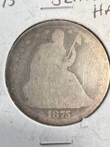 lot 48 image: 1875 US SEATED LIBERTY HALF DOLLAR