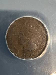 lot 52 image: 1864 US INDIAN HEAD CENT ANACS G4