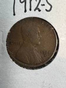 lot 58 image: 1912-S US WHEAT CENT VG