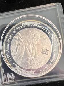 lot 85 image: 150TH ANNIVERSARY OF ABE LINCOLNS GETTYSBURG ADDRESS SILVER DOLLAR