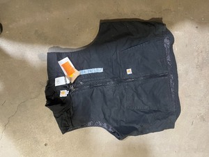 lot 11 image: Carhartt Mens 3 X-Large Tall Black Cotton Loose Fit Washed Duck Insulated Rib Collar Vest