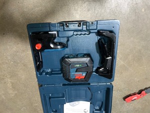 lot 38 image: Bosch 100 ft. Green Combination Laser Level Self Leveling with VisiMax Technology, Fine Adjustment Mount & Hard Carrying Case