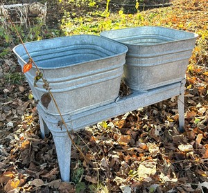 lot 147 image: Vintage Double Washtub Basin Decor
