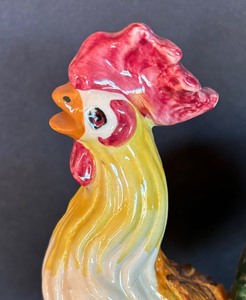 lot 165 image: Two Vibrant Rooster Figurines from Italy