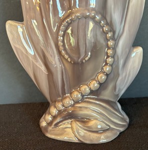 lot 39 image: Pearl Grey Drip Glaze Pottery Vase by Royal Haeger