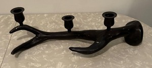 lot 238 image: Two Metal Antler Motif Candle Holders