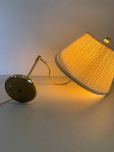 lot 76 image: Vintage Wall Mount Bedside Light with Extended Arm and Vintage Lamp Shade