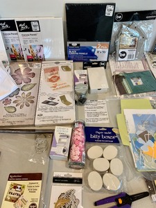 lot 95 image: Great Collection of Crafting DIY, Canvas Panels, Embellishments, Stencils and More