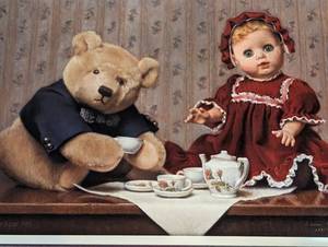 lot 299 image: Tea for Three Framed Print by Jean Grapp