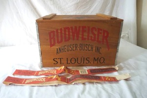 lot 221 image: vintage wood Budweiser crate