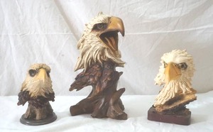 lot 235 image: resin carved eagle heads