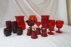 lot 330 image: cranberry glass set