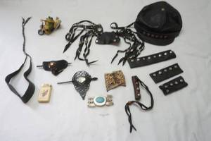 lot 380 image: custom hair pieces and leather Harley Davidson cap
