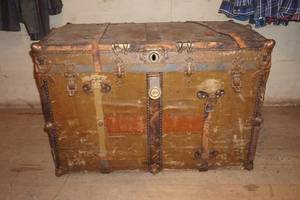 lot 468 image: antique wood trunk