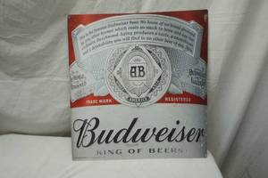 lot 511 image: Budweiser tin sign