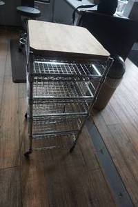 lot 27 image: Wheeled Stainless Steel 4 Level OrganizerStorage Unit