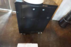 lot 75 image: Sanu Brand Wheeled Audio Component Cabinet With Glass Door
