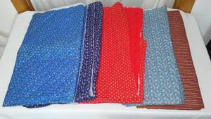 Quilted Fabric. Flowers And Hearts.