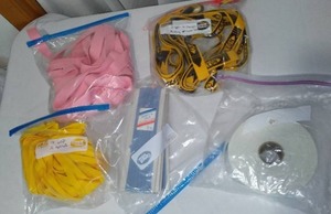 Belting. Pink, Yellow, Blue, White, Crayon.