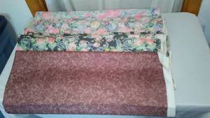 Upholstery Fabric. Mauve, Flowers.