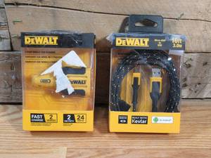 lot 87 image: DEWALT 24-Watt 2-Port Mobile USB Charger & 10 ft. Reinforced Braided Cable for Micro-USB
