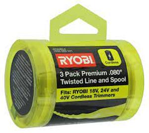 lot 160 image: Ryobi Replacement Twisted 0.080 in. Auto Feed Line Spools (3-Pack)