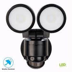 lot 77 image: Defiant 80 Watt Equivalent 1200 Lumen 180 Degree Black Motion Sensing Dusk to Dawn SMD LED Flood Light (1-Pack)