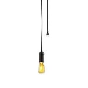 lot 122 image: Globe Electric 1-Light Vintage Edison Matte Black Plug-In Mini Pendant